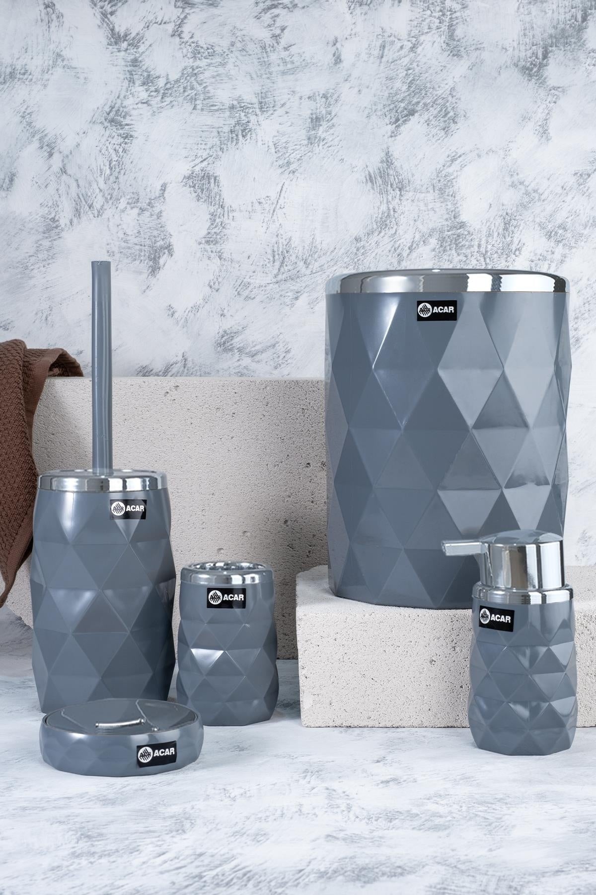 ACR KARINA ACRYLIC BATH SET 5-PIECE GREY