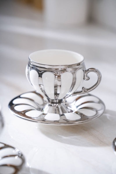 ACR Karıus Coffee Cup Set for 6 Persons 90 ml silver