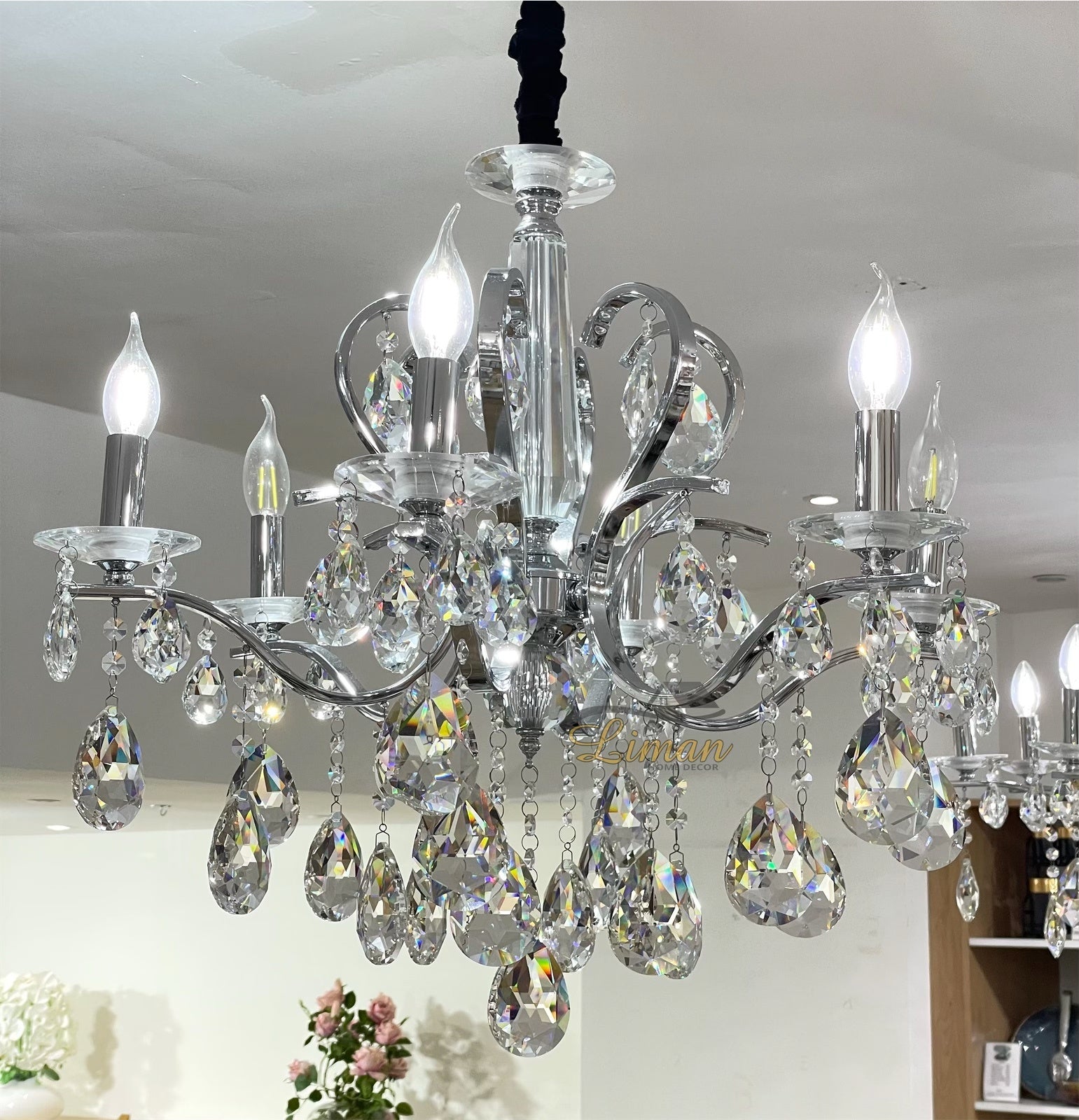 8-ARM SILVER CHANDELIER 5501-8