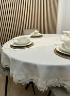Artemis Tablecloth Set with Server Cream 18 Pieces
