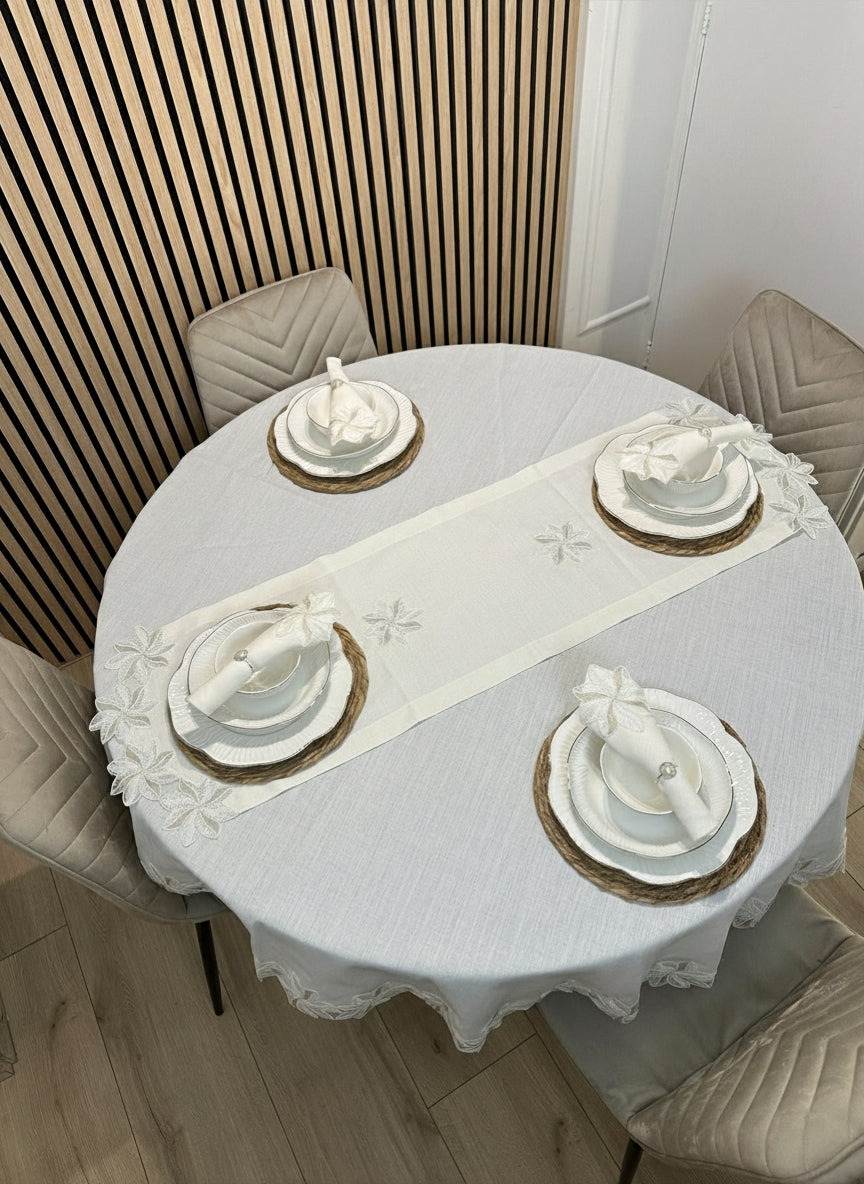 Artemis Tablecloth Set with Server Cream 18 Pieces