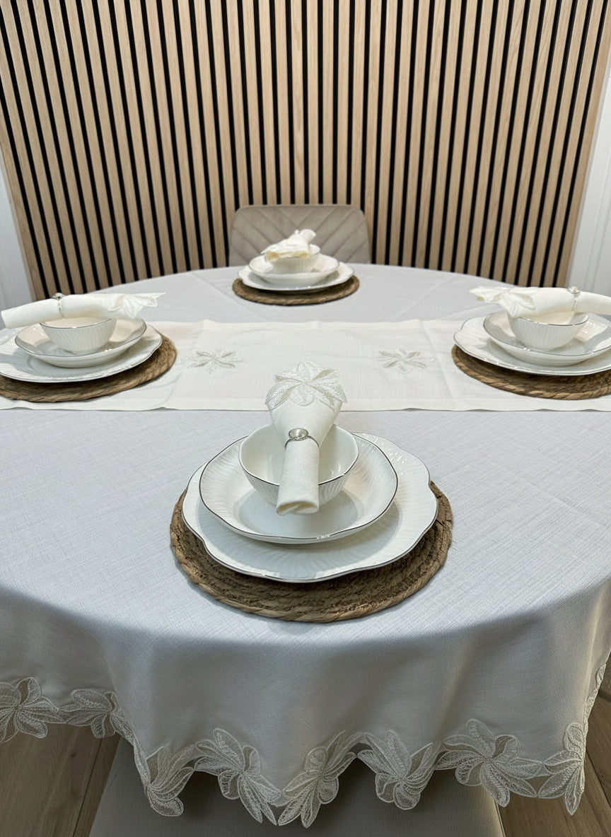 Artemis Tablecloth Set with Server Cream 18 Pieces