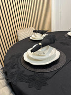 Artemis Tablecloth Set with Server Black 18 Pieces