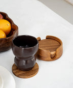 Acacia Lumo Glass Coaster Set | 5 Pieces,Coffee Cup