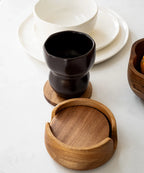 Acacia Lumo Glass Coaster Set | 5 Pieces,Coffee Cup