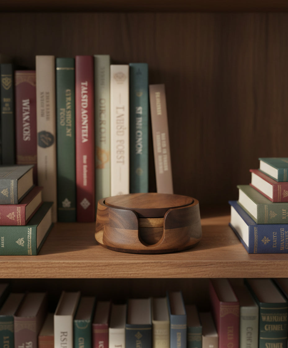 Acacia Lumo Glass Coaster Set | 5 Pieces,Coffee Cup