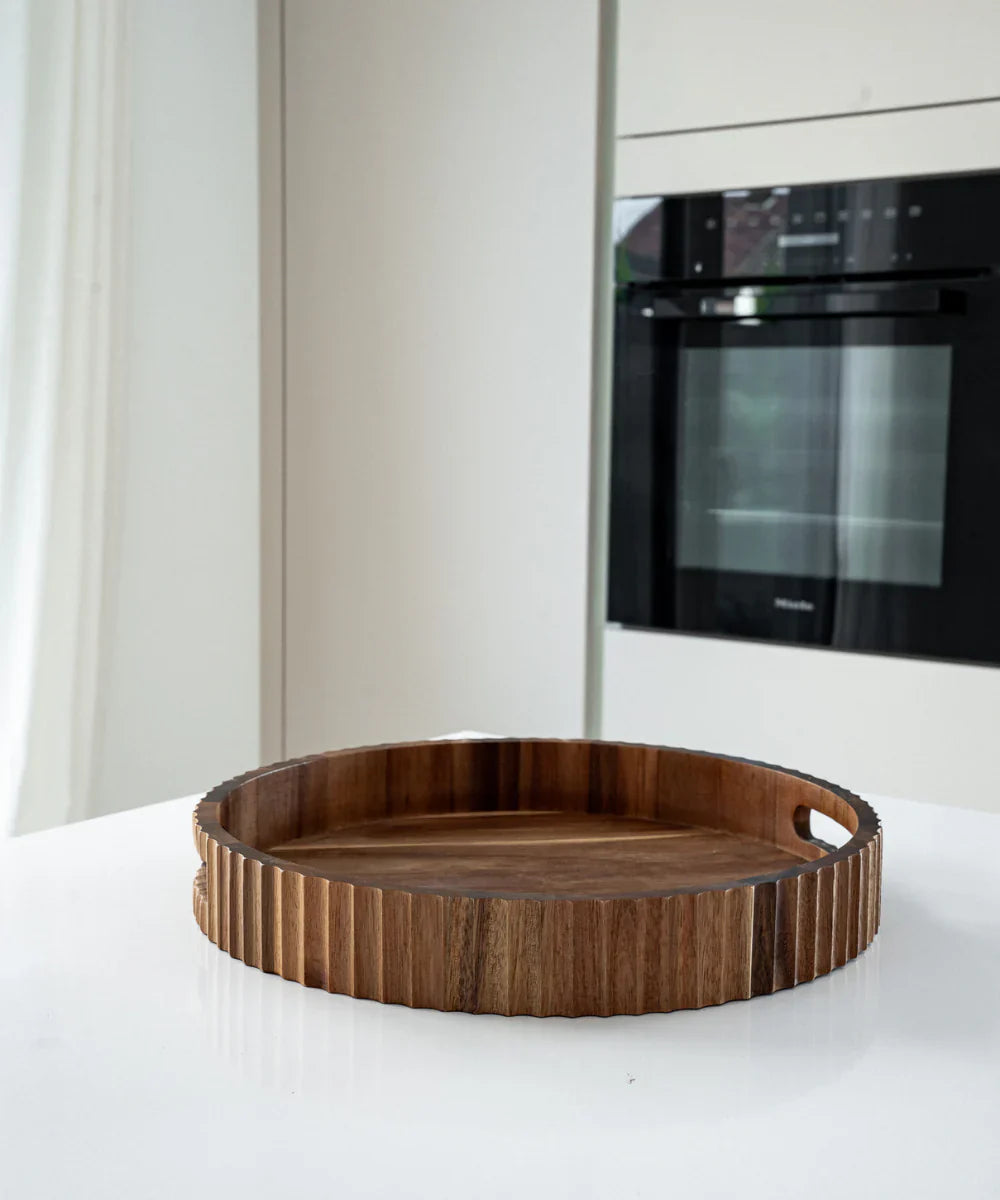 Acacia Stripe Tray | 35.5 CM